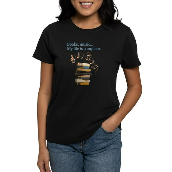 CafePress - Books And Music Women's Dark T Shirt - Women's Traditional Fit Dark T-Shirt