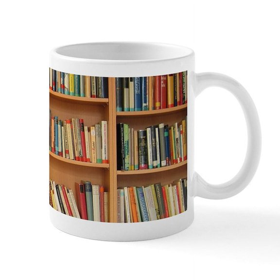 CafePress - Bookshelf Books Library Bookworm Reading Mugs - 11 oz Ceramic Mug - Novelty Coffee Tea Cup