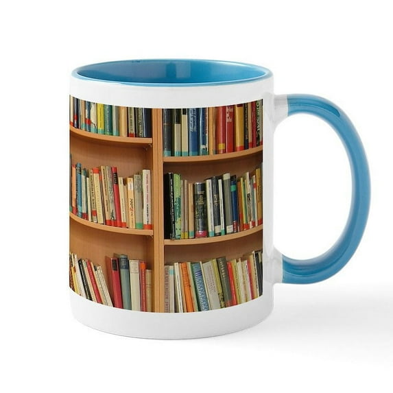 CafePress - Bookshelf Books Library Bookworm Reading Mugs - 11 oz Ceramic Mug - Novelty Coffee Tea Cup