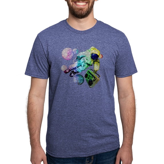 CafePress - Boombox Spaceman Astronaut Men's Deluxe T Shirt - Mens Tri-blend T-Shirt