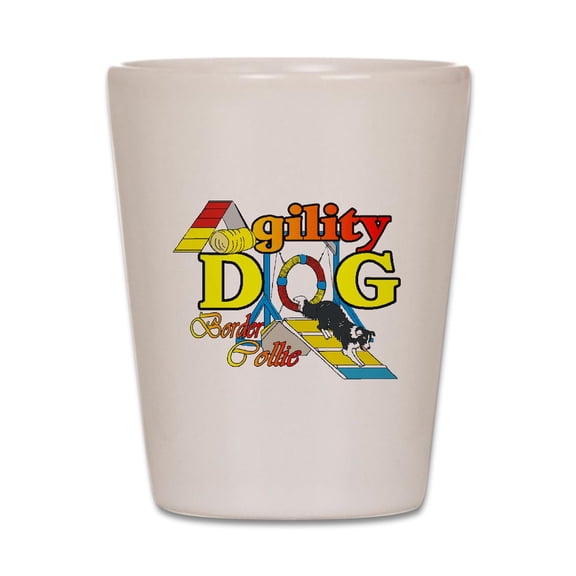CafePress - Border Collie Agility - White Shot Glass, Unique and Funny Shot Glass