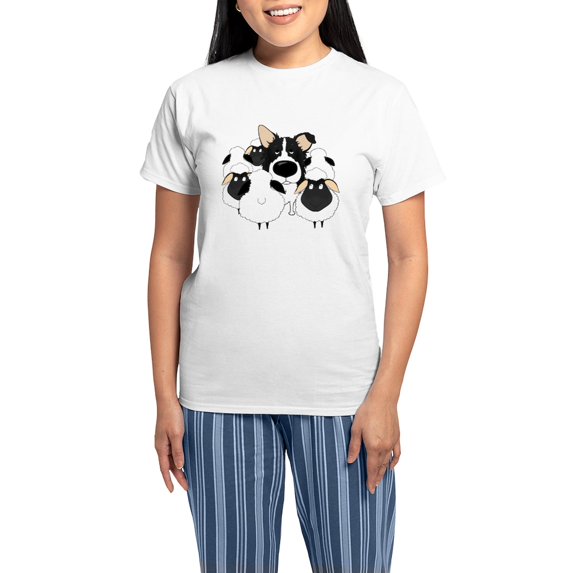 CafePress - Bordercollieherdingdark Women's Light Pajamas - Women's Short Sleeve Print T-Shirt and Pants Light Cotton Pajama Set