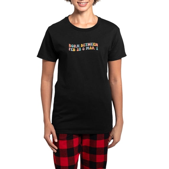 CafePress - Born Between Feb 28 And Mar 1 Pajamas - Women's Short Sleeve Print T-Shirt and Pants Dark Cotton Pajama Set