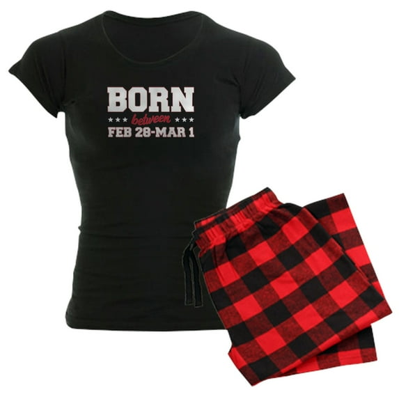 CafePress - Born Between February 28 & March 1 Pajamas - Women's Short Sleeve Print T-Shirt and Pants Dark Cotton Pajama Set