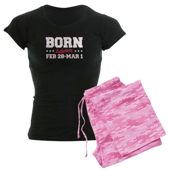 CafePress - Born Between February 28 & March 1 Pajamas - Women's Short Sleeve Print T-Shirt and Pants Dark Cotton Pajama Set