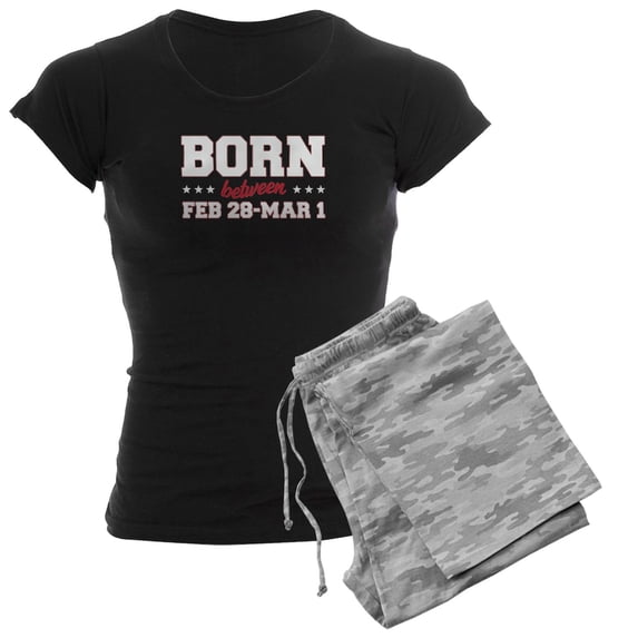 CafePress - Born Between February 28 & March 1 Pajamas - Women's Short Sleeve Print T-Shirt and Pants Dark Cotton Pajama Set
