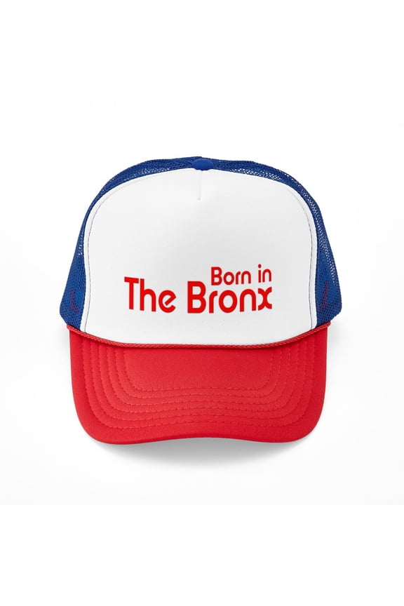 - Born In The Bronx - Adjustable Unisex Printed Trucker Hat with Mesh Back