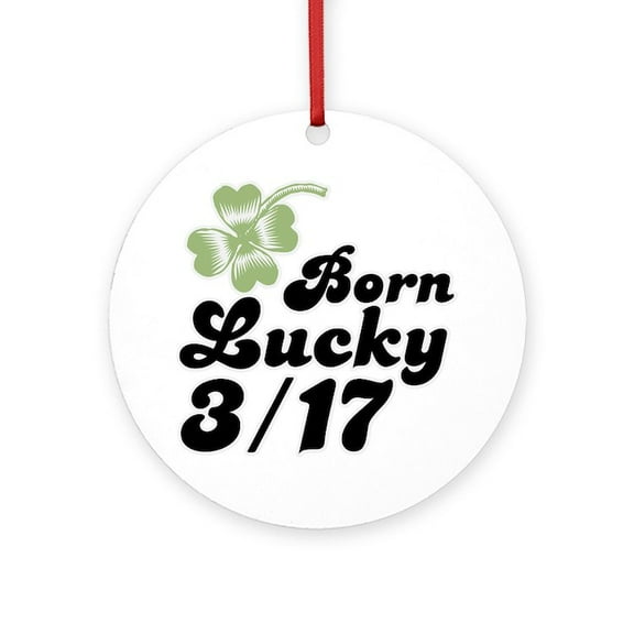 CafePress - Born Lucky March 17Th 3/17 - Round Wood Ornament 4"