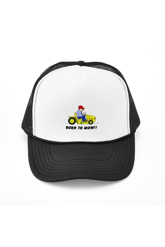 - Born To Mow - Adjustable Unisex Printed Trucker Hat with Mesh Back