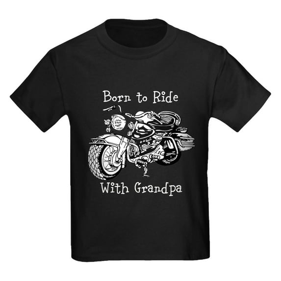 CafePress - Born To Ride With Grandpa Kids Dark T Shirt - Dark T-Shirt Kids XS-XL