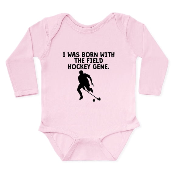 CafePress - Born With The Field Hockey Gene Body Suit - Long Sleeve Cotton Baby Bodysuit