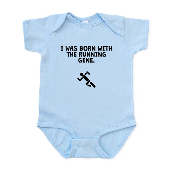 CafePress - Born With The Running Gene Body Suit - Baby Light Bodysuit, Size Newborn - 24 Months