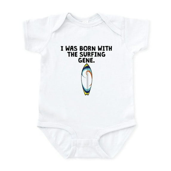 CafePress - Born With The Surfing Gene Body Suit - Baby Light Bodysuit, Size Newborn - 24 Months