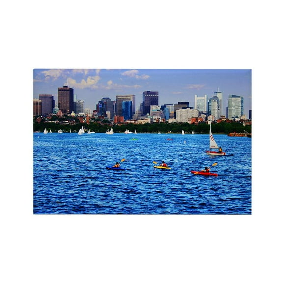 CafePress - Boston Back Bay Skyline Charles River Rectangle Ma - Rectangle Magnet, 2"x3" Refrigerator Magnet