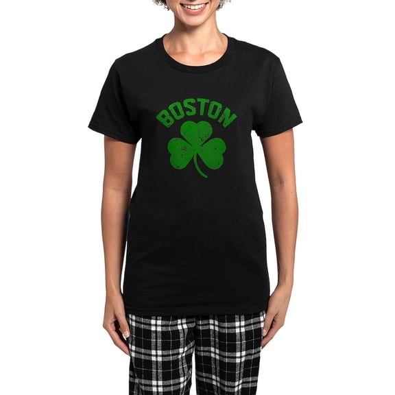 CafePress - Boston Grunge Women's Dark Pajamas - Women's Short Sleeve Print T-Shirt and Pants Dark Cotton Pajama Set