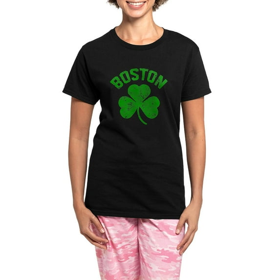 CafePress - Boston Grunge Women's Dark Pajamas - Women's Short Sleeve Print T-Shirt and Pants Dark Cotton Pajama Set