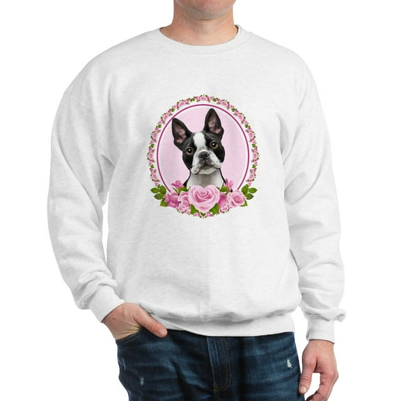 CafePress - Boston Pink Roses Sweatshirt - Crew Neck Sweatshirt