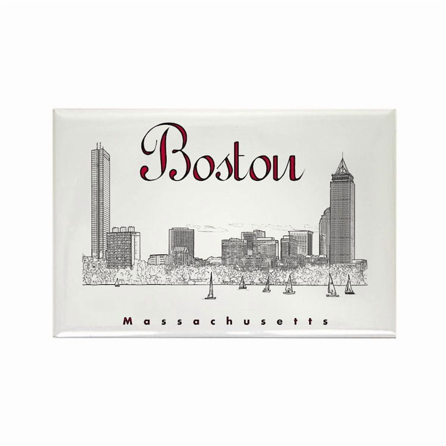 CafePress - Boston Skyline (7X7blackred) - Rectangle Magnet, 2
