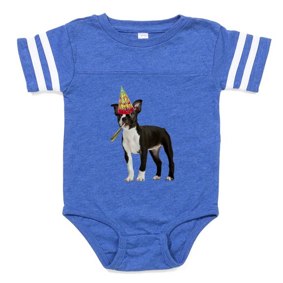 CafePress - Boston Terrier Birthday - Cute Infant Baby Football Bodysuit