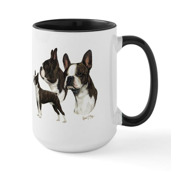CafePress - Boston Terrier Ceramic Mug - 15 oz Ceramic Large White Novelty Mug