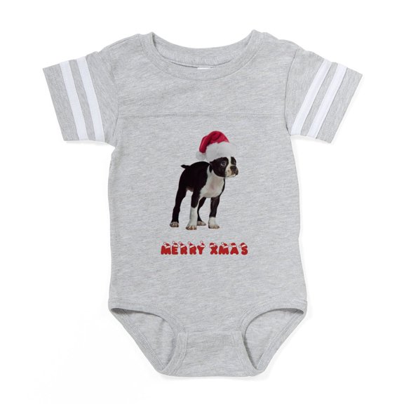 CafePress - Boston Terrier Christmas - Cute Infant Baby Football Bodysuit