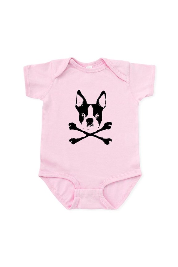 - Boston Terrier Crossbones Infant Bodysuit - Baby Light Bodysuit, Size Newborn - 24 Months