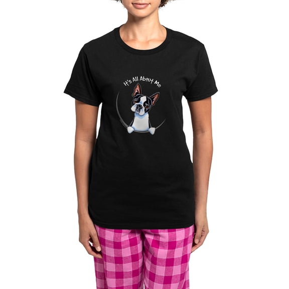 CafePress - Boston Terrier IAAM Full Women's Dark Pajamas - Women's Short Sleeve Print T-Shirt and Pants Dark Cotton Pajama Set