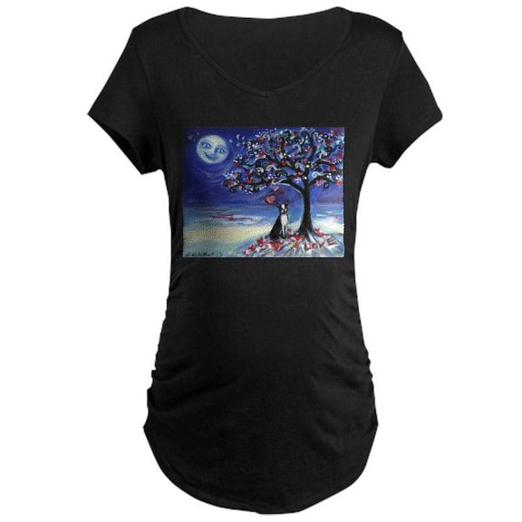 CafePress - Boston Terrier Love Hearts Maternity T Shirt - Maternity Dark T-Shirt
