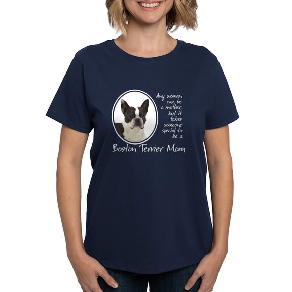 CafePress - Boston Terrier Mom T Shirt - Women's Traditional Fit Dark T-Shirt