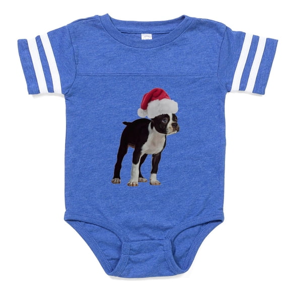 CafePress - Boston Terrier Santa - Cute Infant Baby Football Bodysuit