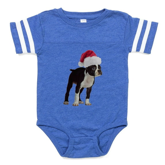 CafePress - Boston Terrier Santa - Cute Infant Baby Football Bodysuit