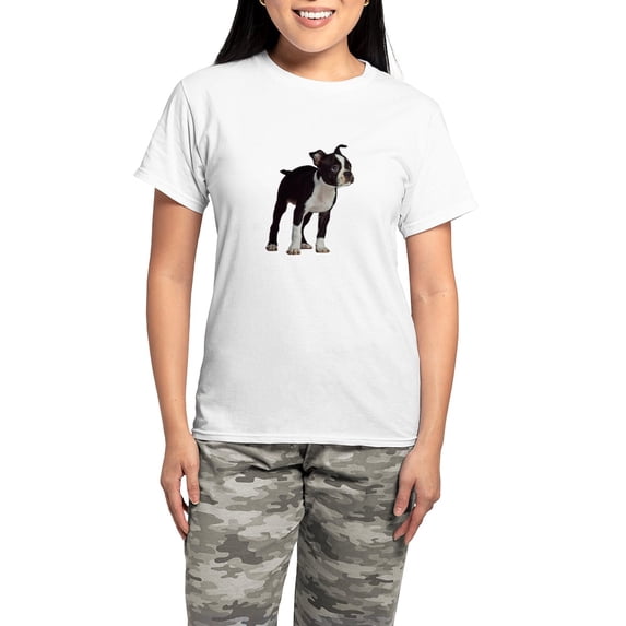CafePress - Boston Terrier Women's Light Pajamas - Women's Short Sleeve Print T-Shirt and Pants Light Cotton Pajama Set
