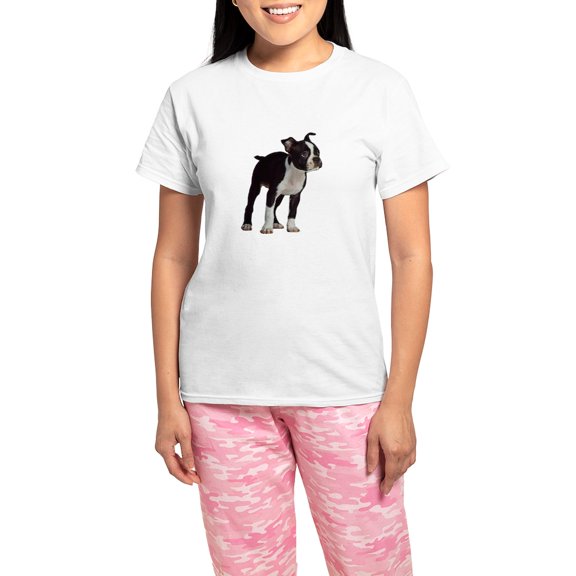 CafePress - Boston Terrier Women's Light Pajamas - Women's Short Sleeve Print T-Shirt and Pants Light Cotton Pajama Set
