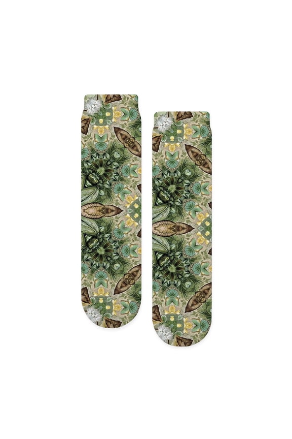 - Botanical Bohemian Boho Floral - Unisex Novelty Printed Crew Adult Socks