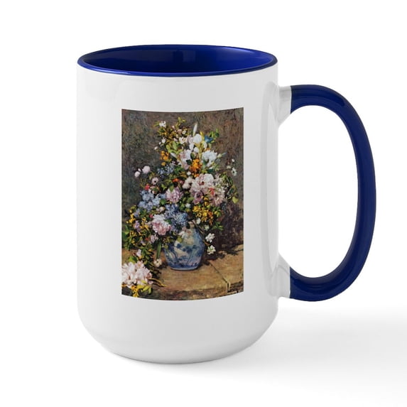 CafePress - Bouquet Of Spring Flowers Large Mug - 15 oz Ceramic Large White Novelty Mug