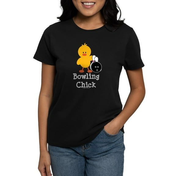 CafePress - Bowling Chick Women's Dark T Shirt - Women's Traditional Fit Dark T-Shirt