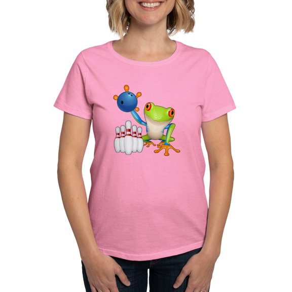 CafePress - Bowling Frog Women's Dark T Shirt - Women's Traditional Fit Dark T-Shirt
