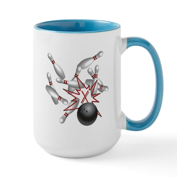 CafePress - Bowling Large Mug - 15 oz Ceramic Large White Novelty Mug