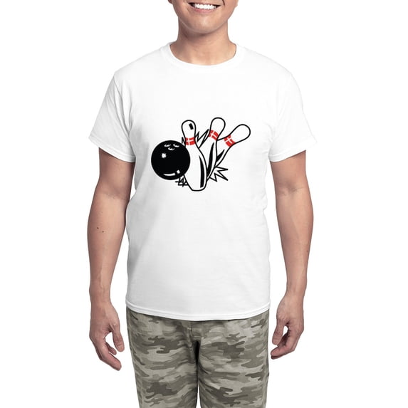 CafePress - Bowling Men's Light Pajamas - Men's Light Loose Fit Cotton Pajama Set