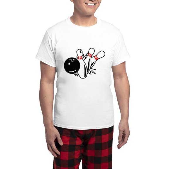 CafePress - Bowling Men's Light Pajamas - Men's Light Loose Fit Cotton Pajama Set
