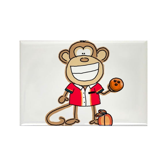 CafePress - Bowling Monkey - Rectangle Magnet, 2"x3" Refrigerator Magnet