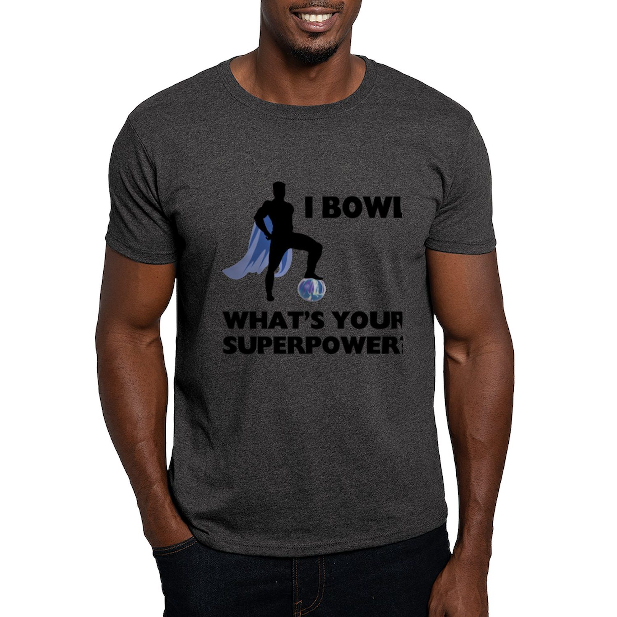 CafePress - Bowling Superhero Dark T Shirt - 100% Cotton T-Shirt - image 1 of 4