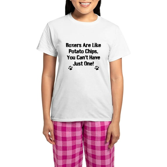 CafePress - Boxer Are Like Potato Chips... Pajamas - Women's Short Sleeve Print T-Shirt and Pants Light Cotton Pajama Set