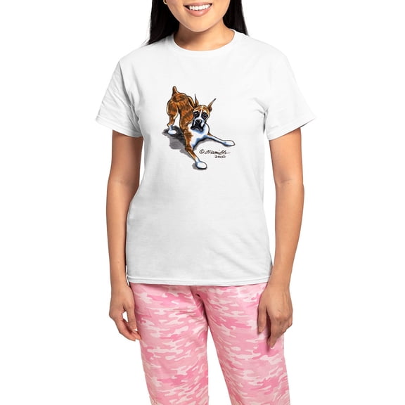 CafePress - Boxer Lover Women's Light Pajamas - Women's Short Sleeve Print T-Shirt and Pants Light Cotton Pajama Set