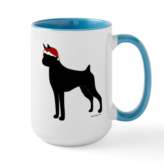 CafePress - Boxer Santa Large Mug - 15 oz Ceramic Large White Novelty Mug