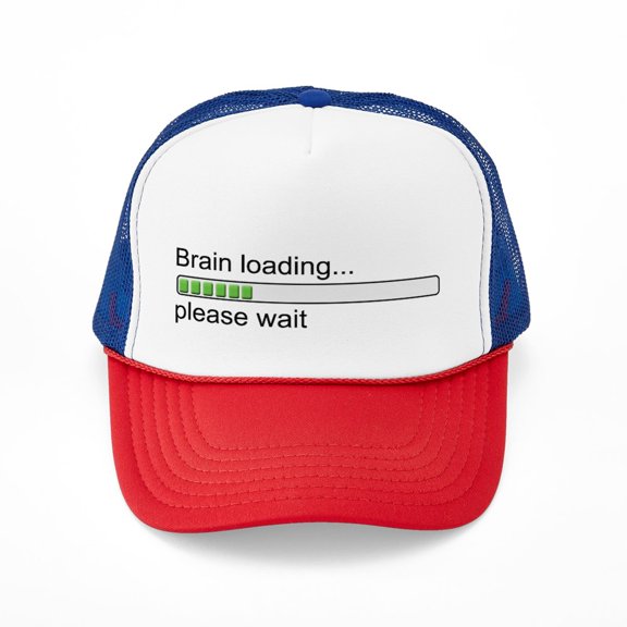 CafePress - Brain Loading, Please Wait - Adjustable Unisex Printed Trucker Hat with Mesh Back