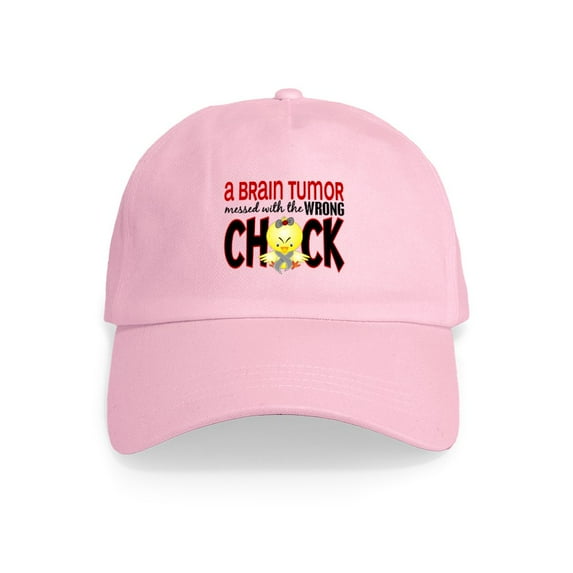 CafePress - Brain Tumor Messed With Wrong Chick Cap - Adjustable 100% Brushed Unisex Casual Cotton Baseball Cap, Beige, 1