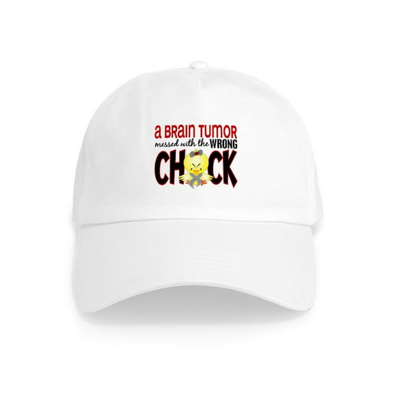 CafePress - Brain Tumor Messed With Wrong Chick Cap - Adjustable 100% Brushed Unisex Casual Cotton Baseball Cap, Beige, 1