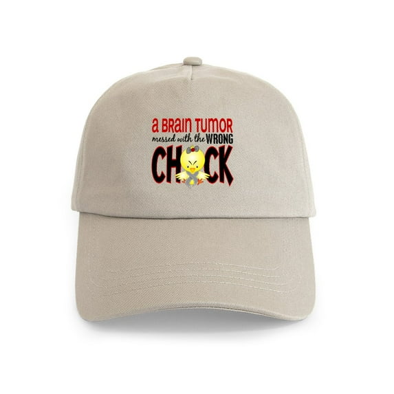 CafePress - Brain Tumor Messed With Wrong Chick Cap - Adjustable 100% Brushed Unisex Casual Cotton Baseball Cap, Beige, 1