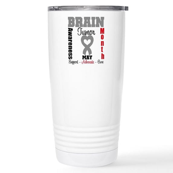 CafePress - Brain Tumor Month Stainless Steel Travel Mug - Insulated Stainless Steel Travel Tumbler 20 oz.